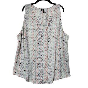 Women’s Maurices Sheer Sleeveless Geometric Print Blouse Plus Size 3X